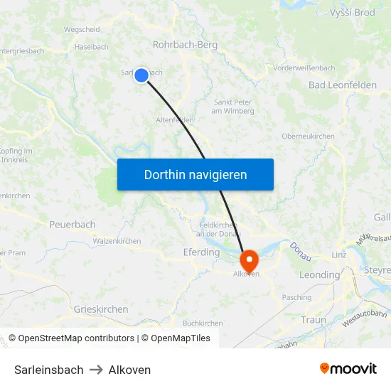 Sarleinsbach to Alkoven map