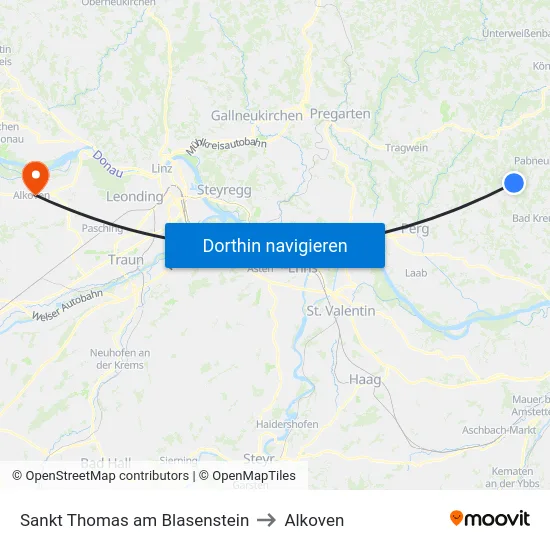 Sankt Thomas am Blasenstein to Alkoven map
