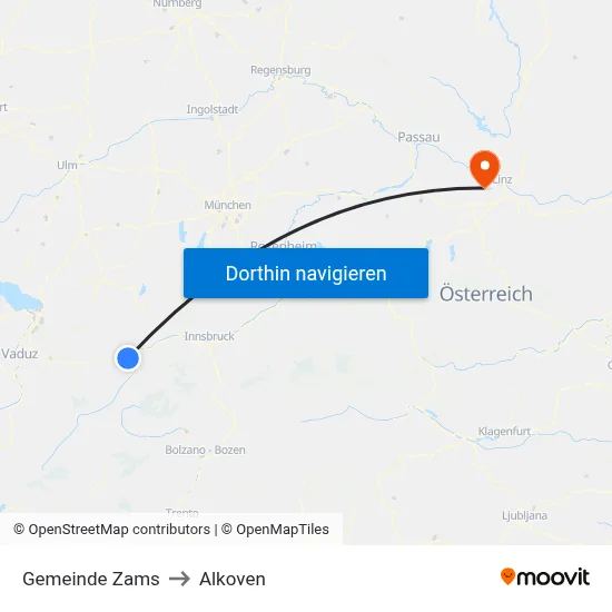 Gemeinde Zams to Alkoven map