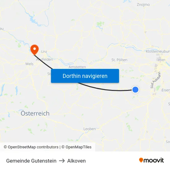 Gemeinde Gutenstein to Alkoven map