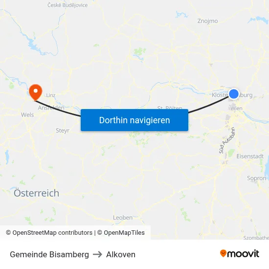 Gemeinde Bisamberg to Alkoven map