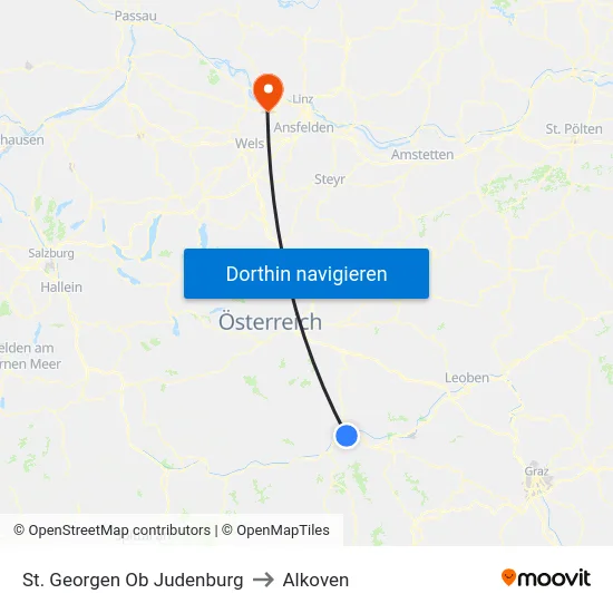 St. Georgen Ob Judenburg to Alkoven map