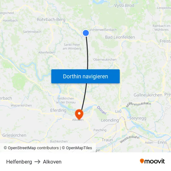 Helfenberg to Alkoven map