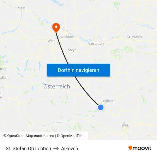 St. Stefan Ob Leoben to Alkoven map