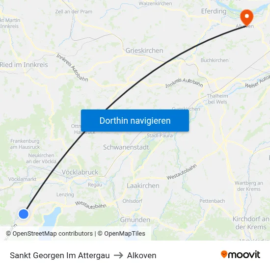 Sankt Georgen Im Attergau to Alkoven map