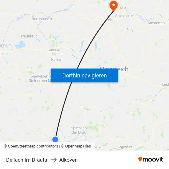 Dellach Im Drautal to Alkoven map