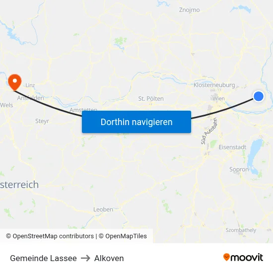 Gemeinde Lassee to Alkoven map