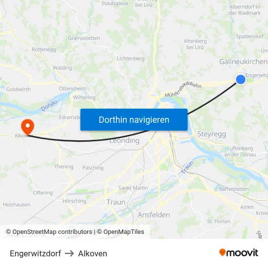 Engerwitzdorf to Alkoven map