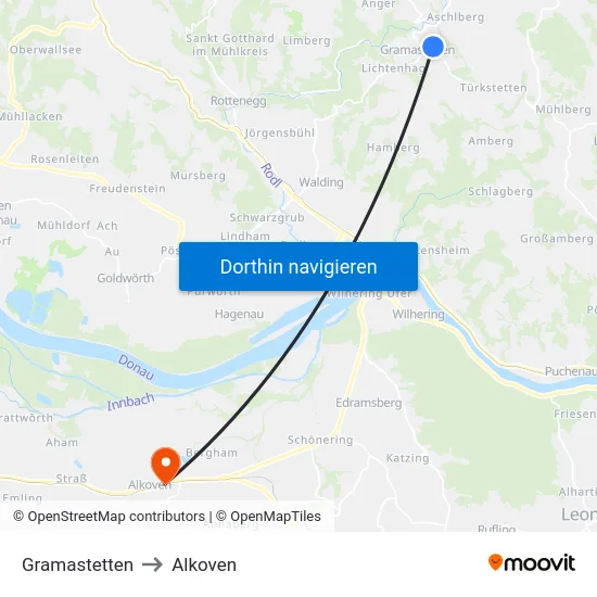 Gramastetten to Alkoven map