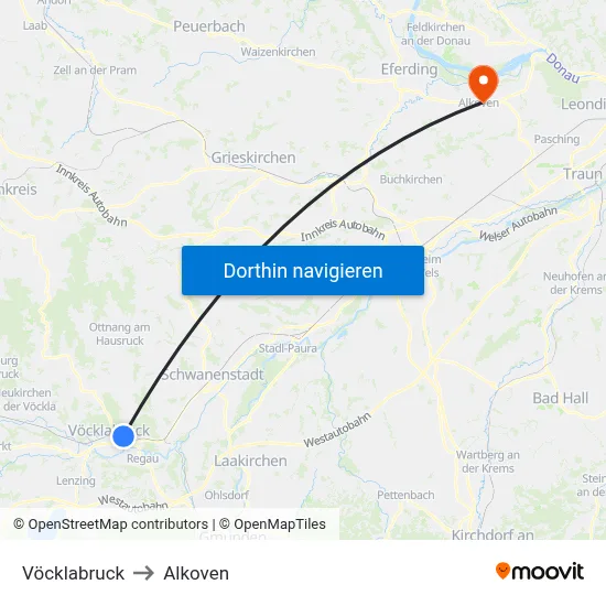 Vöcklabruck to Alkoven map