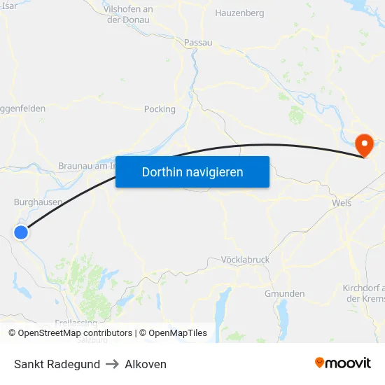 Sankt Radegund to Alkoven map