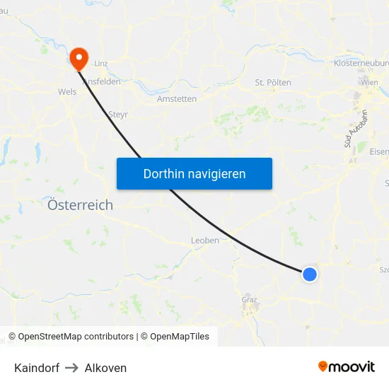 Kaindorf to Alkoven map