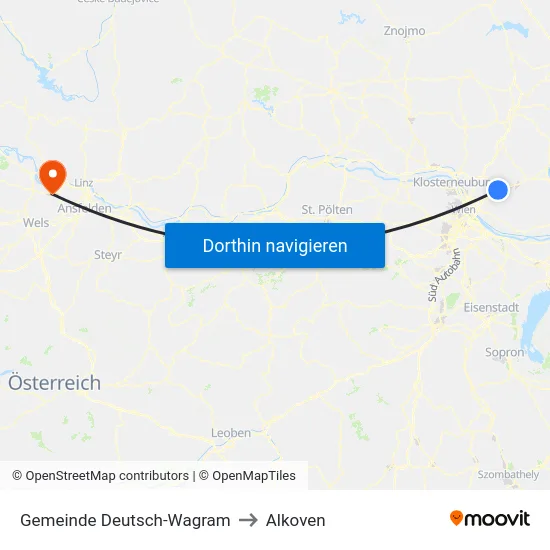 Gemeinde Deutsch-Wagram to Alkoven map