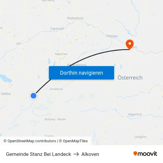 Gemeinde Stanz Bei Landeck to Alkoven map