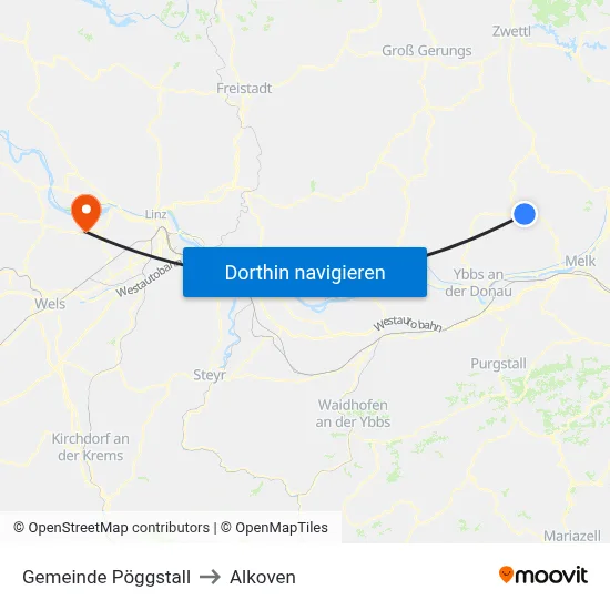 Gemeinde Pöggstall to Alkoven map