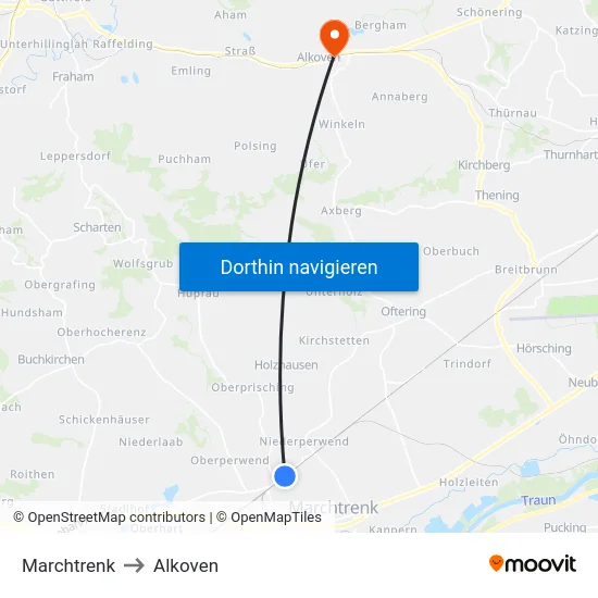 Marchtrenk to Alkoven map
