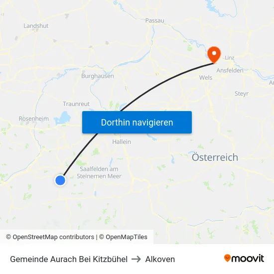 Gemeinde Aurach Bei Kitzbühel to Alkoven map