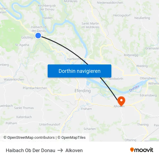 Haibach Ob Der Donau to Alkoven map