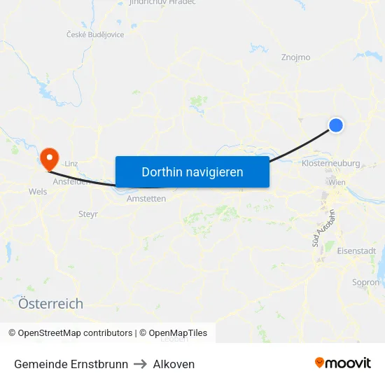 Gemeinde Ernstbrunn to Alkoven map