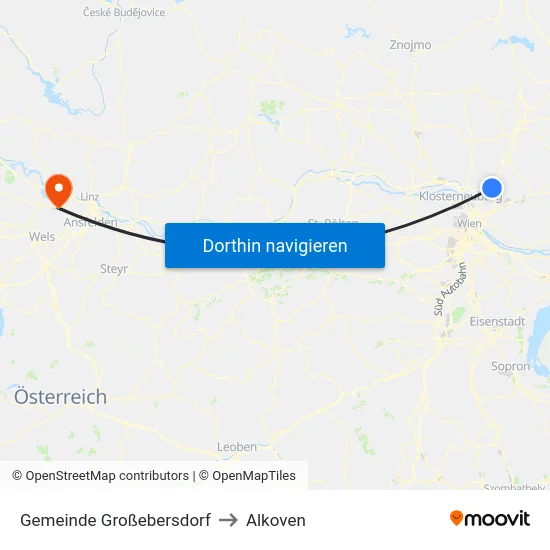 Gemeinde Großebersdorf to Alkoven map