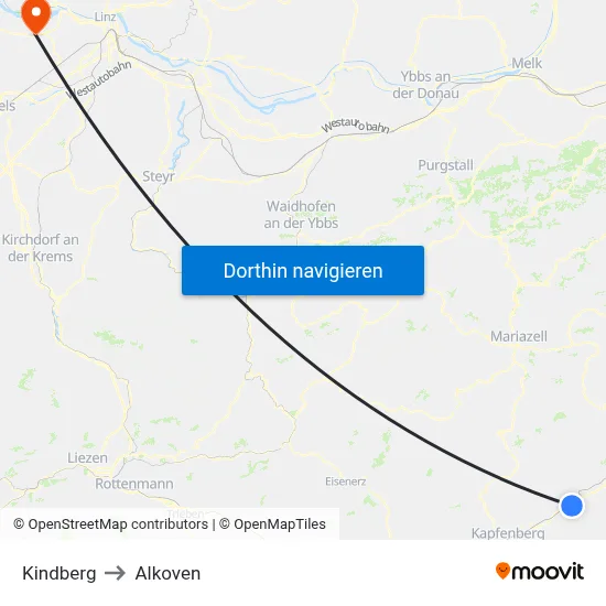 Kindberg to Alkoven map