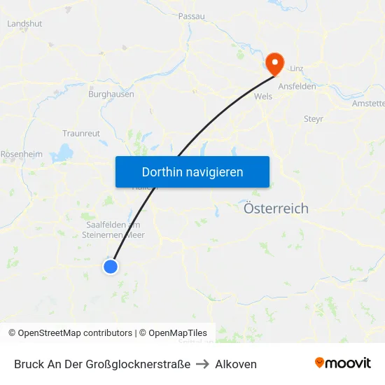 Bruck An Der Großglocknerstraße to Alkoven map