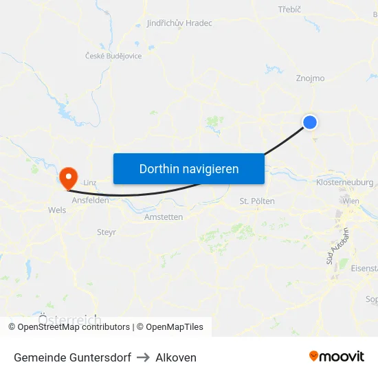 Gemeinde Guntersdorf to Alkoven map