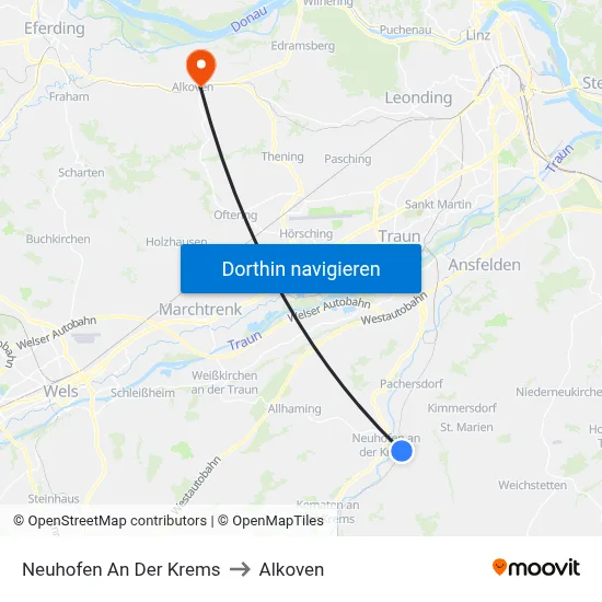 Neuhofen An Der Krems to Alkoven map
