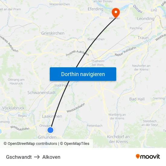 Gschwandt to Alkoven map