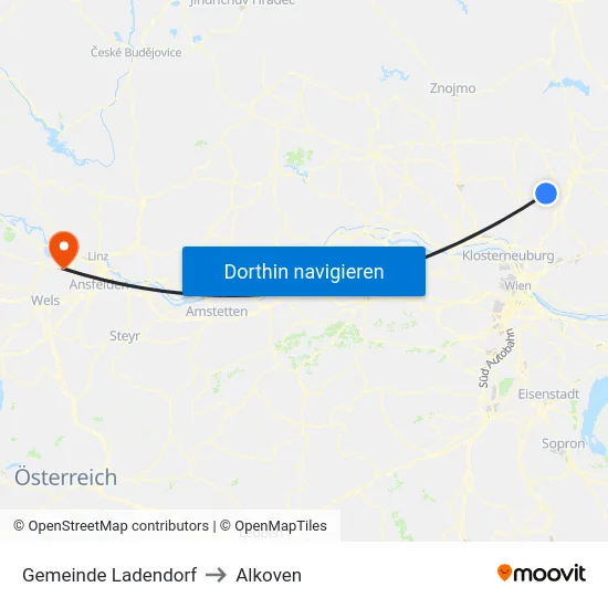 Gemeinde Ladendorf to Alkoven map