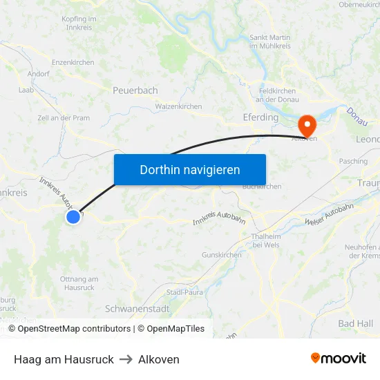 Haag am Hausruck to Alkoven map