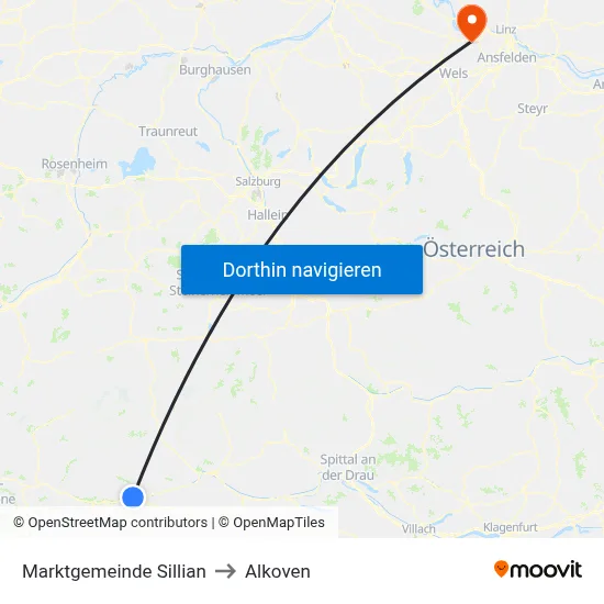 Marktgemeinde Sillian to Alkoven map
