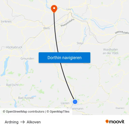 Ardning to Alkoven map