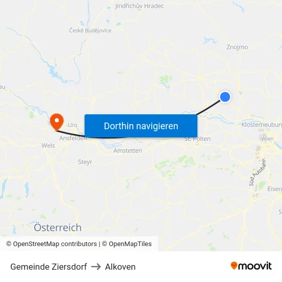 Gemeinde Ziersdorf to Alkoven map