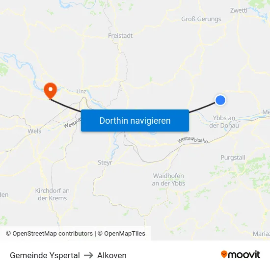 Gemeinde Yspertal to Alkoven map