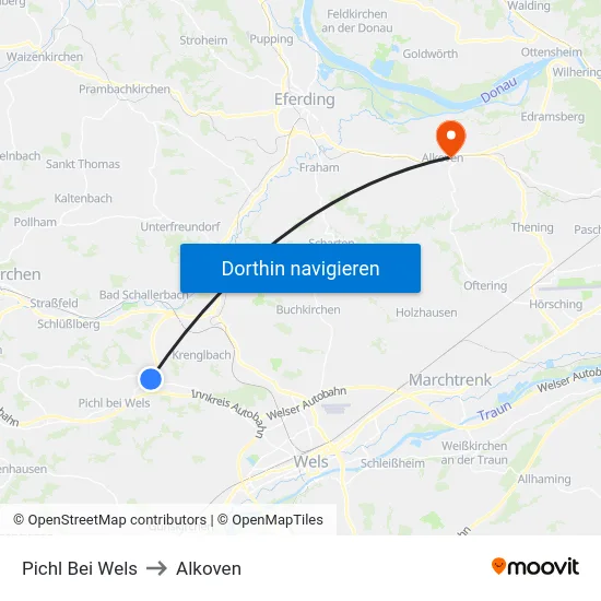 Pichl Bei Wels to Alkoven map