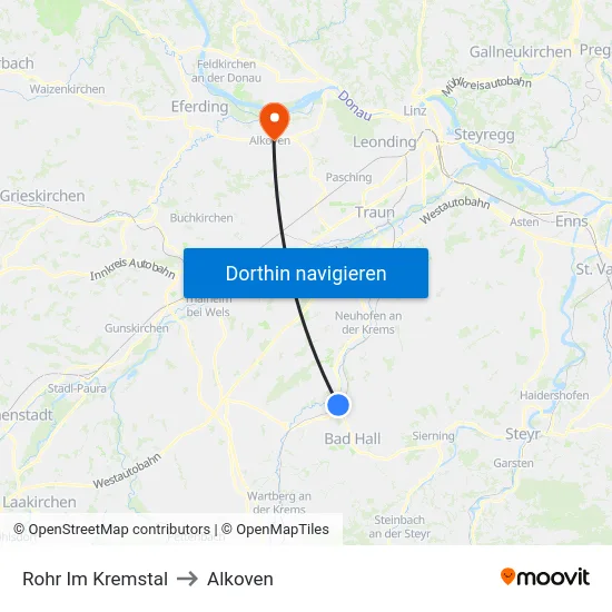 Rohr Im Kremstal to Alkoven map