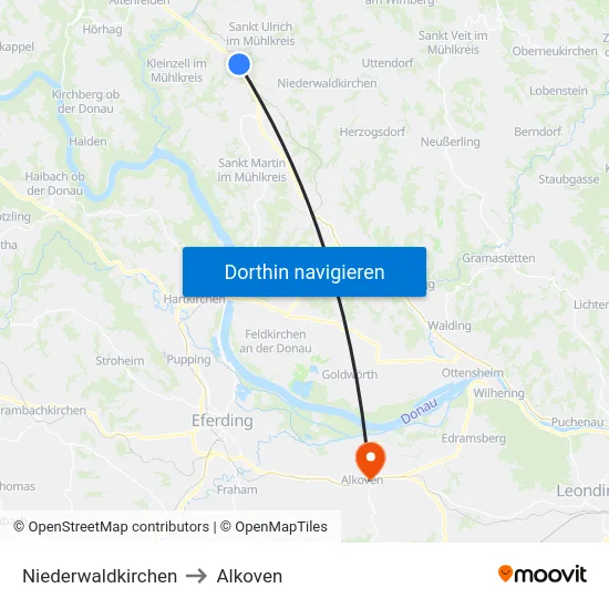 Niederwaldkirchen to Alkoven map