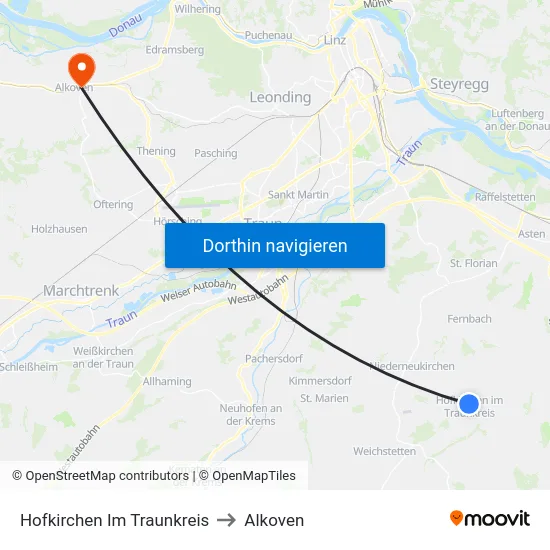 Hofkirchen Im Traunkreis to Alkoven map