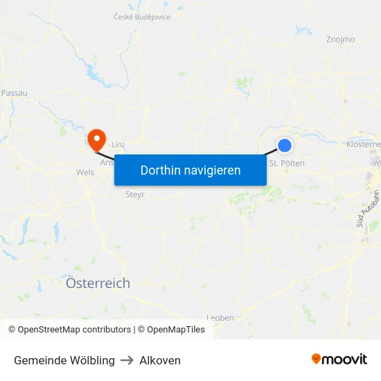 Gemeinde Wölbling to Alkoven map