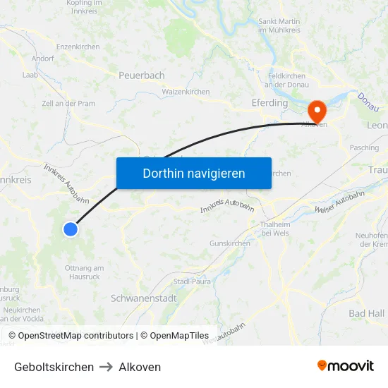 Geboltskirchen to Alkoven map
