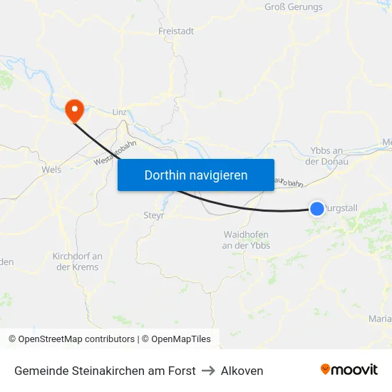 Gemeinde Steinakirchen am Forst to Alkoven map