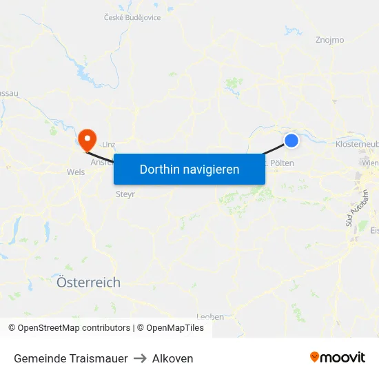 Gemeinde Traismauer to Alkoven map