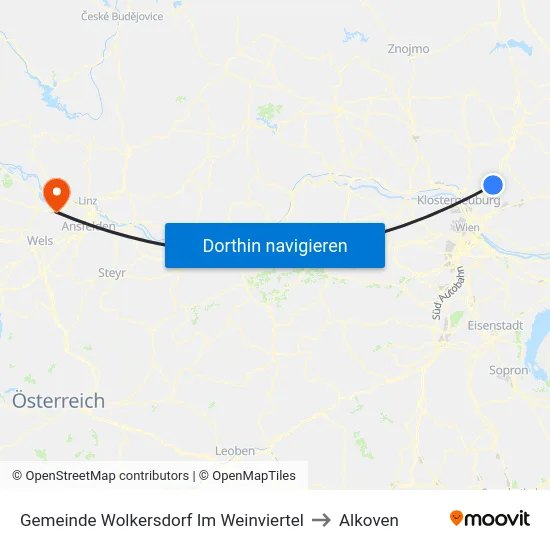 Gemeinde Wolkersdorf Im Weinviertel to Alkoven map