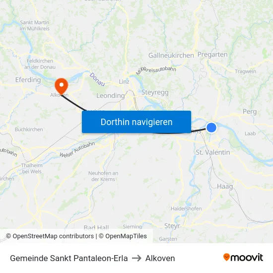 Gemeinde Sankt Pantaleon-Erla to Alkoven map