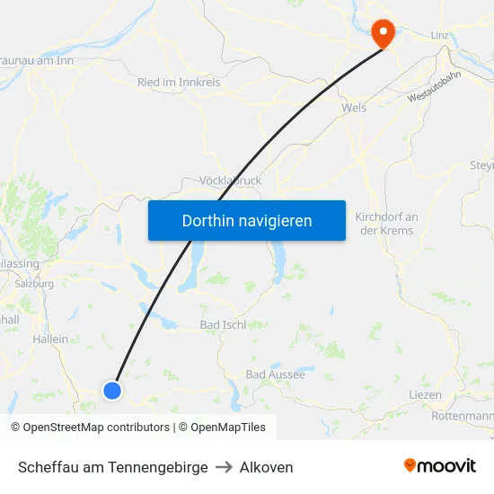 Scheffau am Tennengebirge to Alkoven map