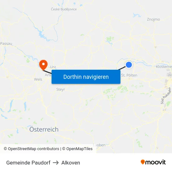 Gemeinde Paudorf to Alkoven map