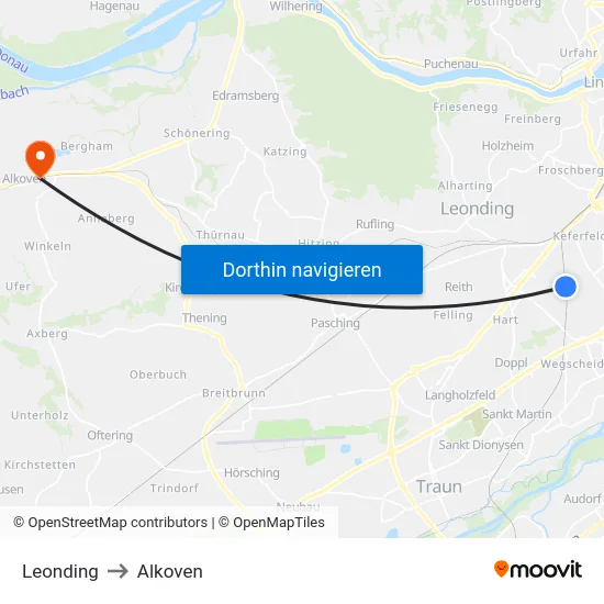 Leonding to Alkoven map