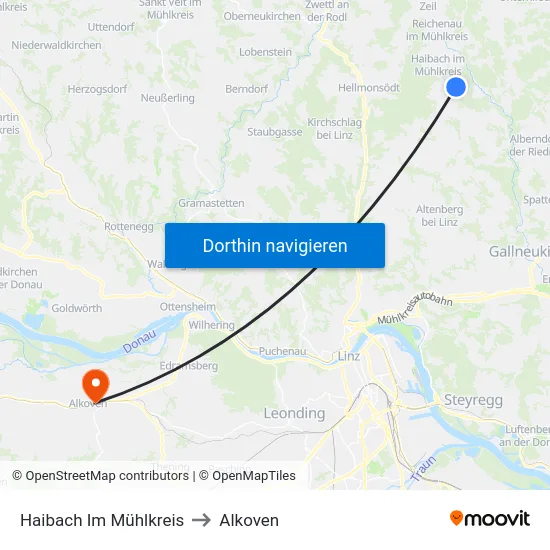 Haibach Im Mühlkreis to Alkoven map