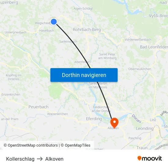 Kollerschlag to Alkoven map